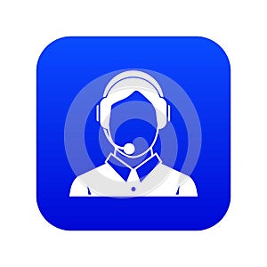 Client services , phone assistance icon digital blue