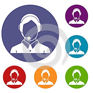 Client services , phone assistance icons set