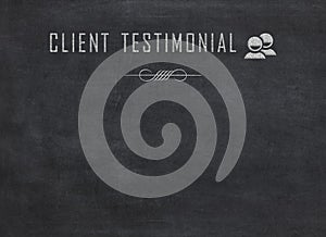 Client testimonial written on black background