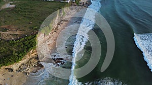 Cliff in Bali from a bird's eye view. Beautiful view of the ocean from the cliff