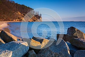 Cliff on the Baltic Sea at sunrise in Gdynia Orlowo. Poland