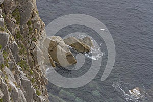 Cliff bathed by the sea