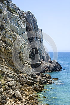 Cliff in the Beliche beach, Sagres, Portugal photo