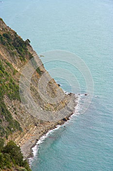 Cliff of cinque terre coastline