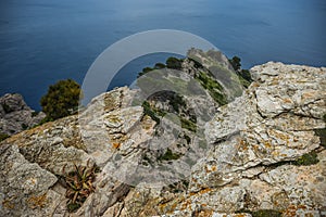 Cliff in the coastline with blue sea