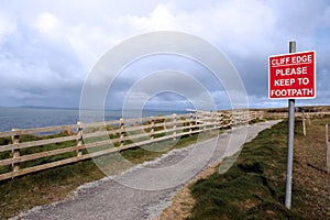 Cliff edge walk warning