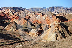 Cliff and formations in Danxia at Zhangye