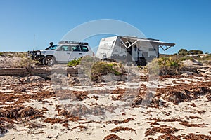 Cliff Head, Australia - Aug 28 2020: During the Corona Virus Pandemic, COVID-19 many West Australians are holidaying at home in