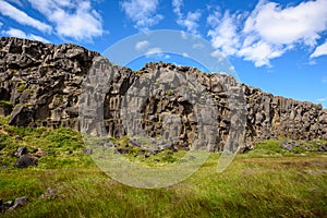 Cliff of lava rock, Thingvellir National Park, Iceland