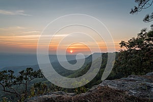 Cliff with Light of the sunset