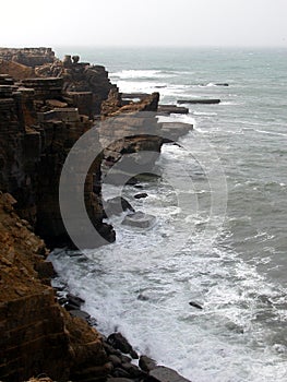 Cliff line in stormy weather