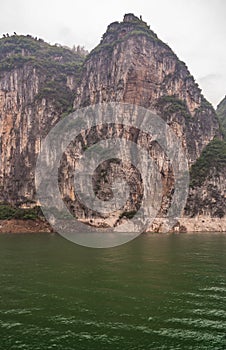 Cliff on mountain along Yangtze River Qutang Gorge, Baidicheng, China