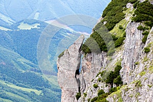 View of massive rocky cliff in Mala Fatra