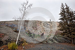 Cliff painting and sculpture