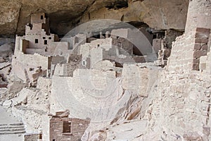 Cliff Palace ancient puebloan village of houses and dwellings in Mesa Verde National Park New Mexico USA