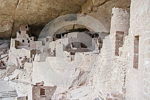 Cliff Palace ancient puebloan village of houses and dwellings in Mesa Verde National Park New Mexico USA