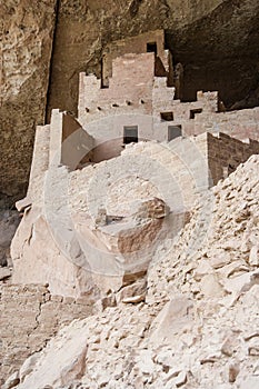 Cliff Palace ancient puebloan village of houses and dwellings in Mesa Verde National Park New Mexico USA