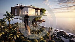 cliff palm tree house