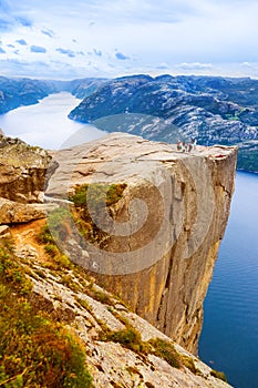 Cliff Preikestolen in fjord Lysefjord - Norway