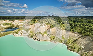 Cliff in quarry aerial view