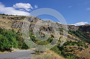 Cliff in river Arpa gorge. Road to Jermuk