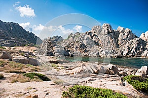 Cliff and Rocks on Mediterranean Sea. Sardinia, Italy