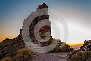 Cliff Scaros during sunset in Imerovigli town at Santorini island