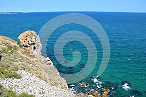 Cliff and Sea View in Cape Kaliakra Top Bulgarian Touristic Travel Destination Seascape