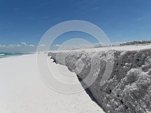 Cliff shaped sandbar at Big Beach Praia Grande
