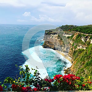 cliff side ocean view in Bali Indonesia photo