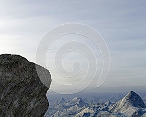 Cliff, Sky, Mountains Background Illustration