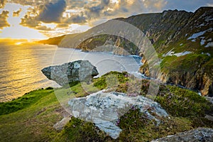 A cliff at Sliabh Liag, Co. Donegal on a sunny day