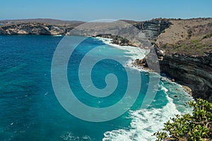 The cliff of Tanjung Ringgit, East Lombok. Panoramic view from the cliff. The hidden germ. High cliffs at the hidden