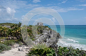 Cliff and at Tulum Yucatan Mexico