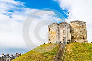 Clifford\'s Tower, a historical castle in York, England, UK