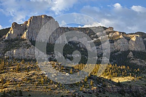 Cliffs in the Absaroka Mountains near Cody Wyoming in early morning light