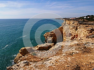 Cliffs of the Algar Seco near Portimao in the Algarve region