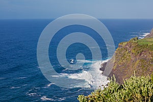 Cliffs and Atlantic ocean view from the observation deck Vigia das Baleias, Terceira. photo