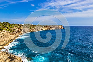 Cliffs bay landscape panorama Parc natural de MondragÃ³ Mallorca Spain