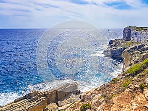 Cliffs bay landscape panorama Parc natural de MondragÃ³ Mallorca Spain