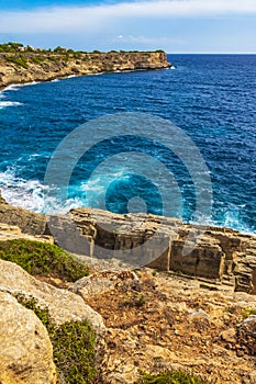 Cliffs bay landscape panorama Parc natural de MondragÃ³ Mallorca Spain