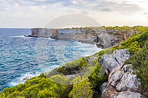 Cliffs bay landscape panorama Parc natural de MondragÃ³ Mallorca Spain