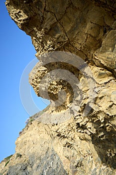 Cliffs in the beach of Amoreira and Aljezur river near Aljezur in Algarve, south of Portugal