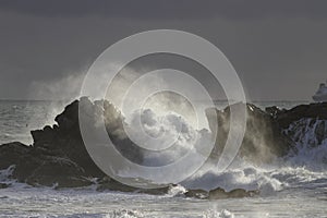 Cliffs beaten by sea waves