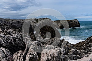Cliffs at bufones of Pria in the Cantabrian Sea. Asturias