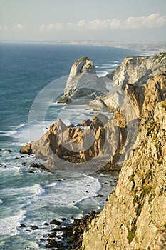 Cliffs of Cabo da Roca on the Atlantic Ocean in Sintra, Portugal, the westernmost point on the continent of Europe, which the poet photo