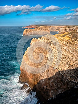 Cliffs in the Cape of San Vicente. Sagres, Portugal.