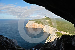 The cliffs of Capo Caccia from Cave of Brocche Rotte