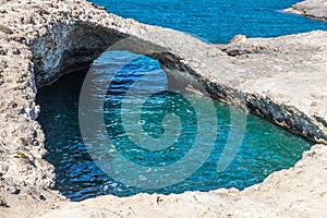 Cliffs, cave and ocean in Papafragas beach