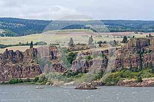 Cliffs at Columbia River Gorge Pacific Northwest between Oregon and Washington